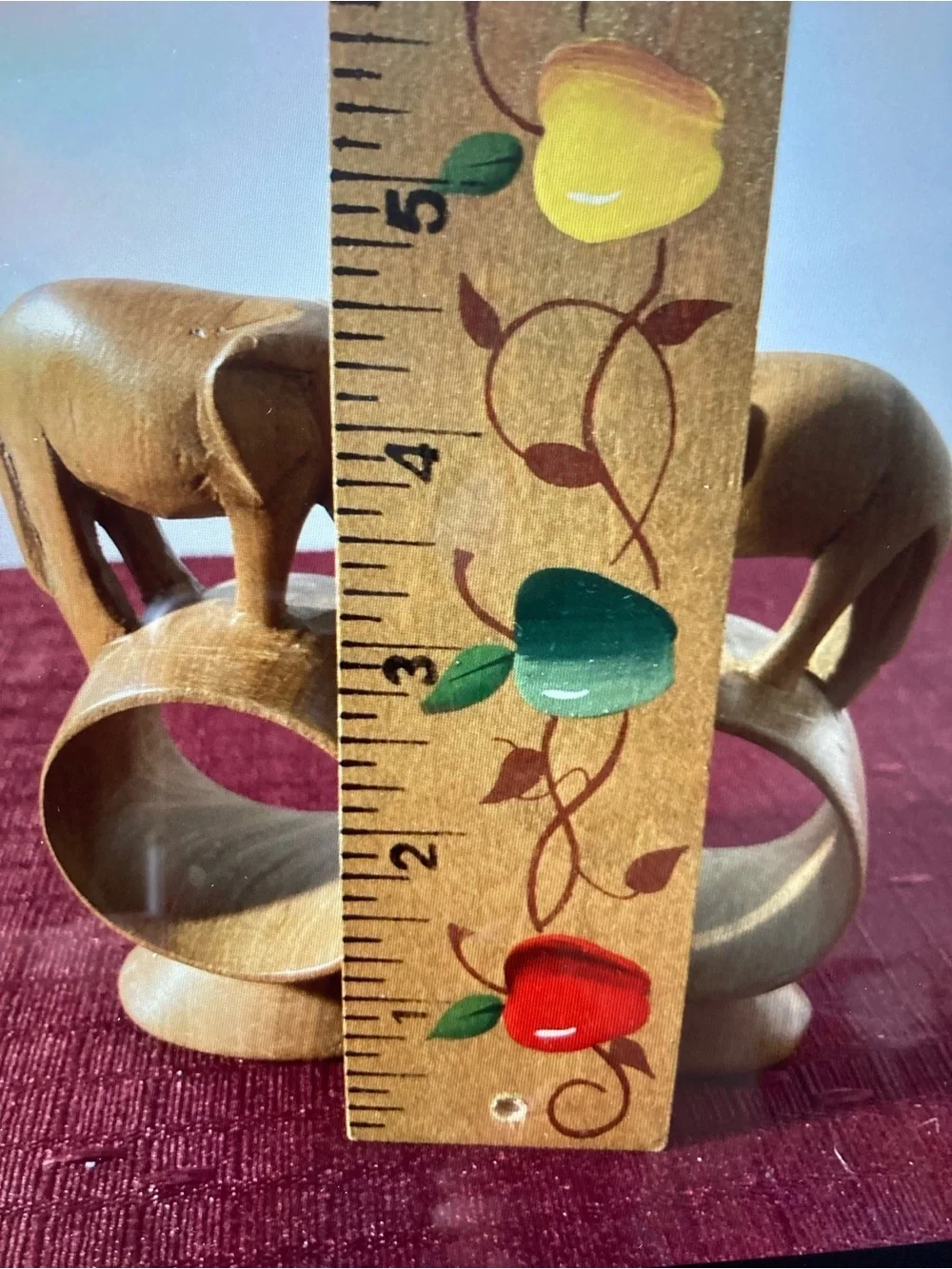 Wooden Safari Elephant Napkin Rings - Hand Carved Brown